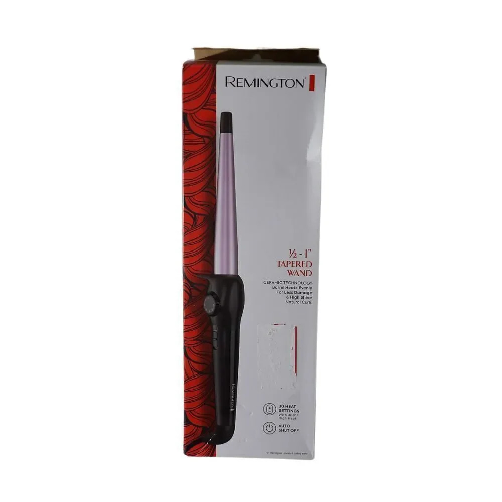 REMINGTON 1/2 -1' INCH CERAMIC TAPERED WAND HAIR CURLING IRON 30 HEAT SETTINGS